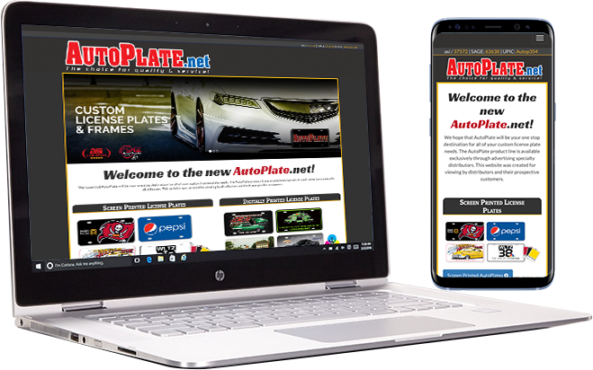 autoplate.net shown on a phone and laptop
