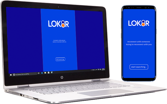 LOK8R site shown on a phone and laptop
